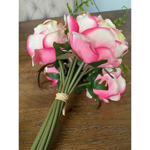 Mauve Cream-colored Artifical Rose Hydrangea Berry Bouquet 10" - Picture 2 of 5